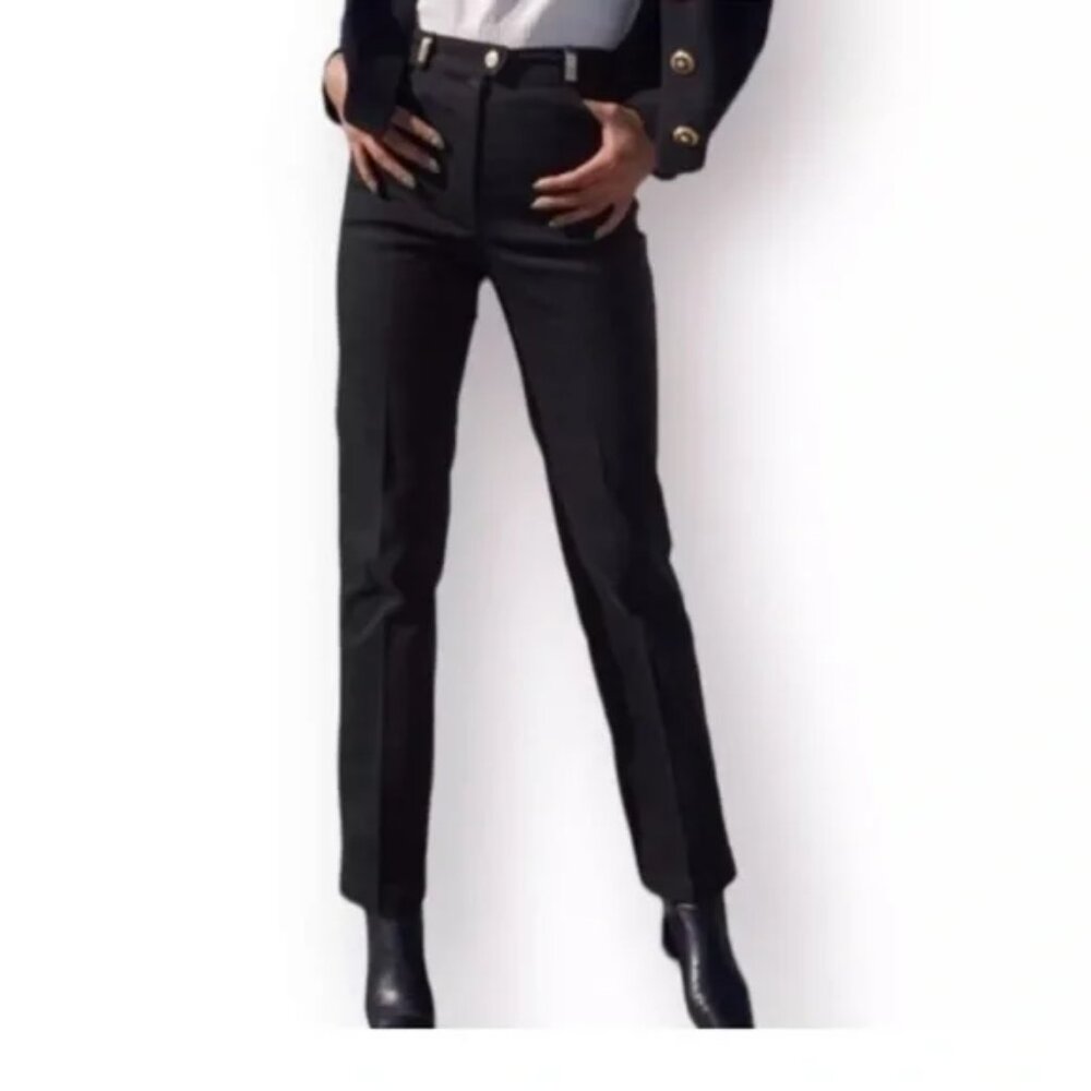 St. John Sport by Marie Gray  Denim Jeans Black With Gold Hardware 16